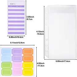 Pochette de reliure A6 avec feuilles de Budget et autocollants de couleur, dossier à fermeture éclair, adapté au classeur pour ordinateur portable à 6 anneaux PVC étanche 