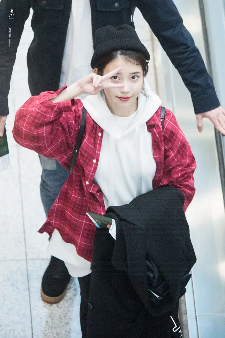 Kpop IU Lee Ji Eun же осень красная клетчатая Свободная рубашка с длинными рукавами Женская Корейская Повседневная рубашка с отворотом на пуговицах Женские топы и блузки