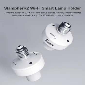 

1/5PCS SONOFF Slampher R2-- 433MHz RF& WiFi Smart Light Bulb Holder E27 SONOFF Wireless Lamp Holder Work with Alexa Google Home