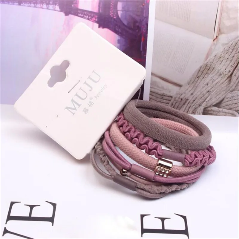 6Pcs/Set High Elastic Hair Bands Solid Stretch Ties Band For Women Girls Ponytail Holder Ropes Accessories |