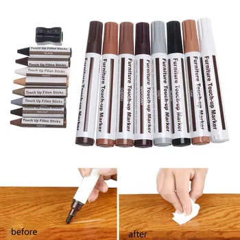 

2/3/12/17Pcs Furniture Repair Kit Pen Patch Paint Pen Markers Filler Sticks Scratch Fix Wax Restore Wood Floor Patch Paint Pen