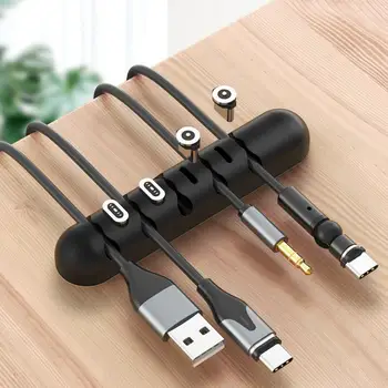 

Cable Holder Silicone Cable Organizer Flexible USB Winder Management Clips Desktop Holder For Charging Data Cable Power Cords