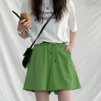 

LXS22 Shorts female summer 2020 loose straight cotton casual high waist wide leg