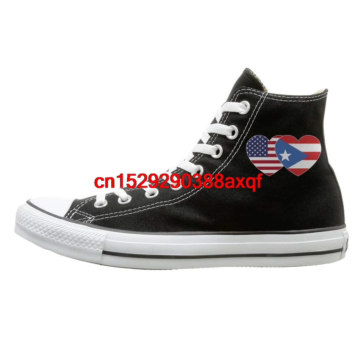 

Canvas Shoes PUERTO RICO USA Flag Twin Heart Classics High-Top Lace Ups Sport Sneakers For Men Women