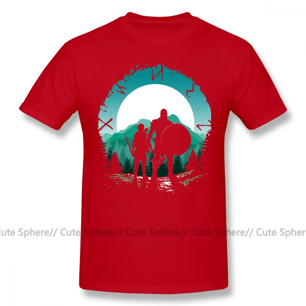 Футболка с принтом «Бог войны» Кратос и футболка для сына, футболка с графическим принтом, потрясающая Классическая хлопковая футболка с короткими рукавами, большие размеры - Цвет: Red