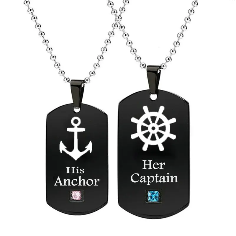 

his anchor her captain couple necklace the crystal metal pendant anime Related generous simple jewelry