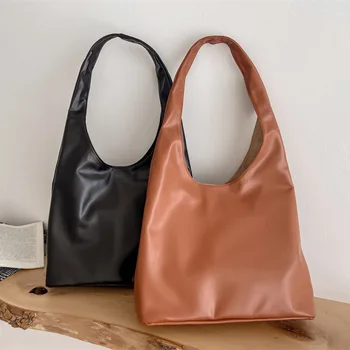 

Fashion Leather Women's Shoulder Bags New Solid Color Large Capacity Handbag Black Zipper Big Women Bags 2020 Female Casual Tote
