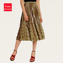 Плиссированная юбка, женская одежда, высокая талия, рыбий хвост, пляжные юбки, женские вечерние длинные юбки, золотые платья, весенний сарафан