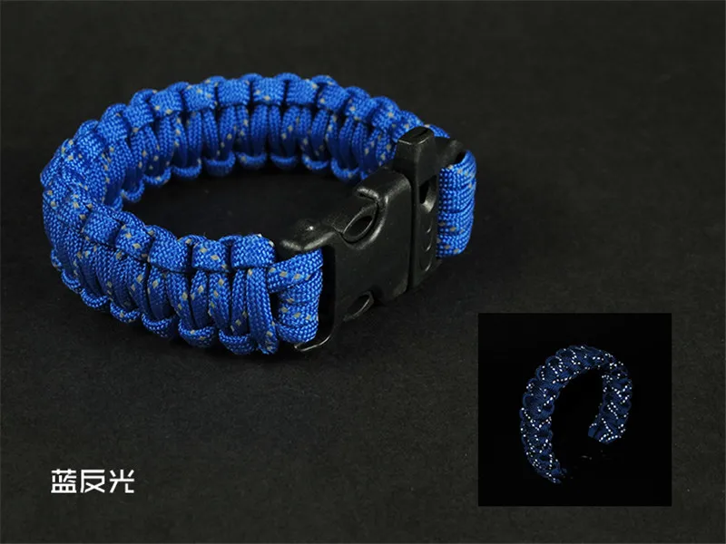 Blue 9 cores high-strength reflective Paracord bracelet Emergency Survival Bracelet Rope with Whistle Buckle Outdoor Camping - Цвет: Blue