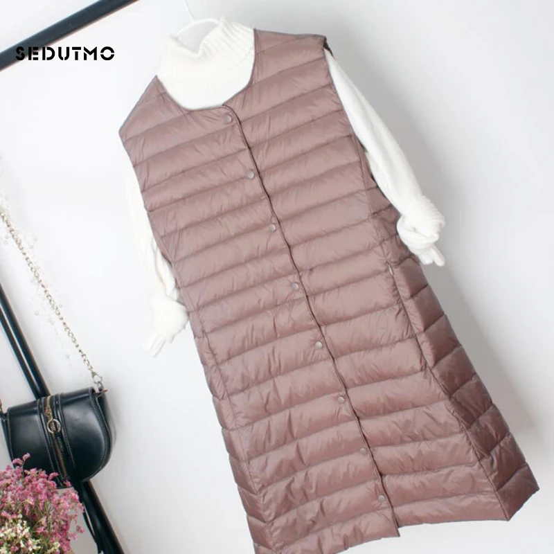 

SEDUTMO Winter Ultra Light Down Jacket Women Long Plus Size 4XL Duck Down Coat Autumn Puffer Jacket Slim Parkas ED839
