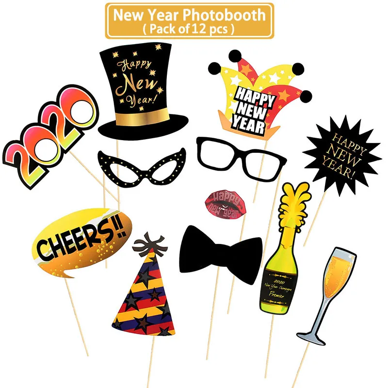 12pcs photo booth Большие воздушные шары из фольги цвета шампанского с Рождеством, вечерние украшения для дома, украшения для дерева - Цвет: 12pcs photo booth