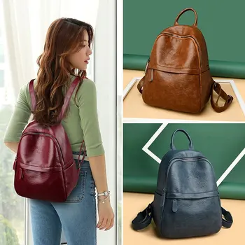 

Women All-match Zipper Handbag Girl Institute Wind Shopping Backpack Lady Large Capacity Mountaineering Travel Backpack Black