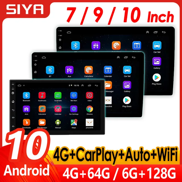 SIYA Rdio con GPS pr coche, reproductor Multimedi con Android 10, 7/9/10 pulgds, 2 Din, estéreo, WiFi, 4G, pr Volkswgen, Nissn, Toyot|Reproductor multimedi pr coche|  