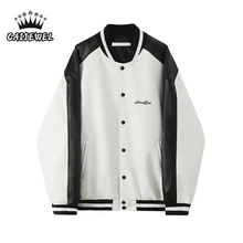 Faux PU Leather Baseball Jacket Women Coat Autumn Winter Thickened Streetwear Patchwork Fashion Baggy Casual Fur Leather Jacket