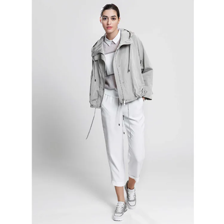 

2019 Autumn New Style WOMEN'S Windbreaker Loose-Fit Drawstring Casual Fashion Short Hooded Women Windbreaker Coat