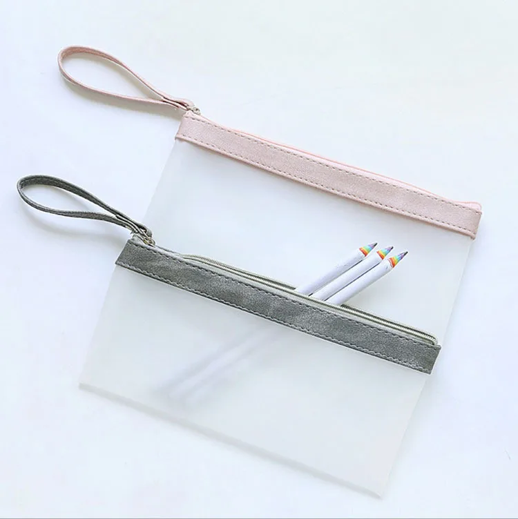 Small fresh transparent matte pencil case simple jelly glue color matching student stationery | Канцтовары для офиса и дома