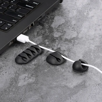 

10pcs USB Cable Organzier Silicone Charging Cable Winder Desktop Office Management Clips Mouse Keyboard Wire Cord Winder