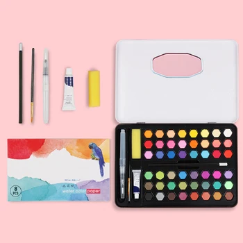 

With Box Art Supplies Paintbrush Gift Portable School Stationery Graffiti Quick Dry Non Toxic Watercolor Paint Set Solid Artist