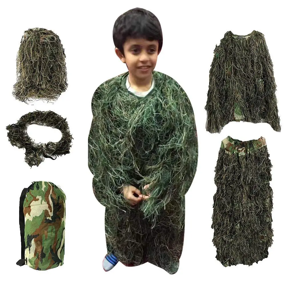 Kids Outdoor Hunting Camouflage Forest Woodland Grass Suit Uniform Clothes Set Kids Outdoor Hunting Camouflage Forest Woodland Grass Suit Uniform Clothes Set