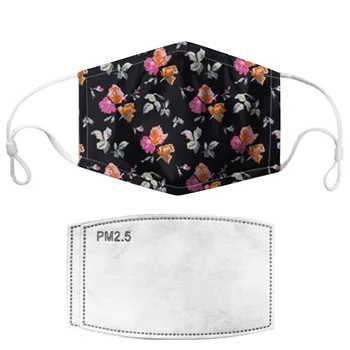 

1pc Face Masks With 2PCS Gasket Filters Fashion Printting Dustproof Windproof Foggy Haze Pm2.5 Face Mouth Cover Mascarillas