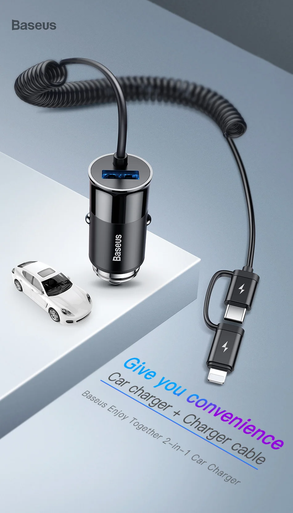 Baseus 4.8A автомобильное зарядное устройство кабель USB разъем адаптер для Iphone Xs Max samsung Plus 10 Тип C телефон зарядка авто зарядное устройство аксессуар