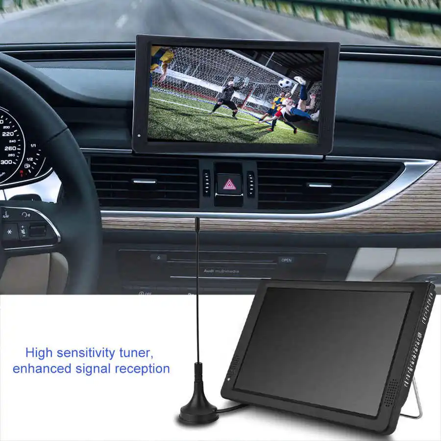 LEADSTAR 12 인치 HD 휴대용 TV ISDB-T USB 디지털 텔레비전 미니 자동차 TV 오디오 비디오 플레이어 지원 MP4 모니터 EU 플러그 8 -