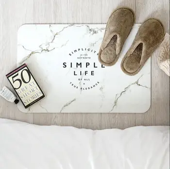 

PU Peather Black White Floor Mat Bath Carpet Home Entrance Doormat Tapete Waterproof non-slip oil-proof Bedroom Floor Mats