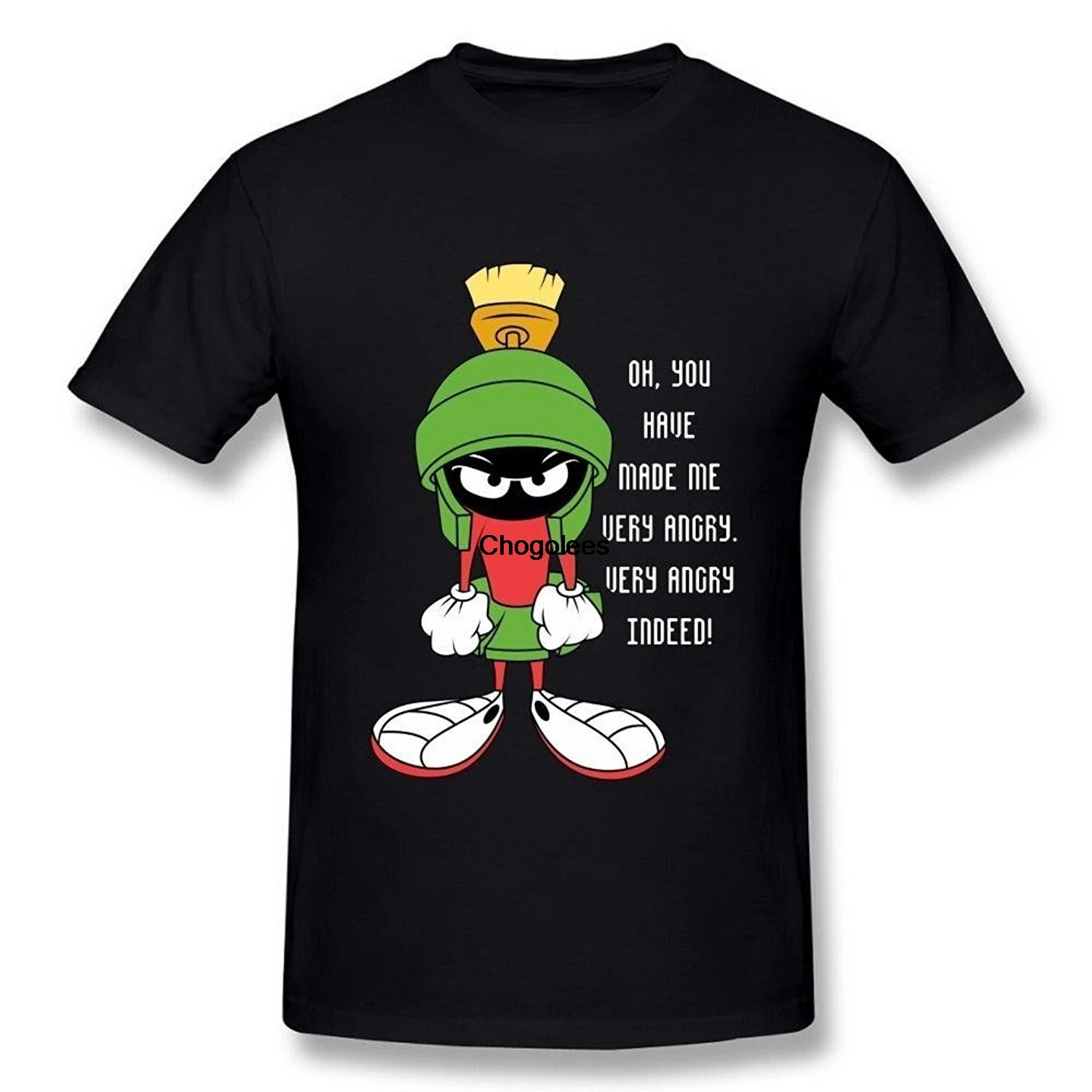 Черная Мужская модная футболка Marvin the Martian UFO с коротким рукавом |