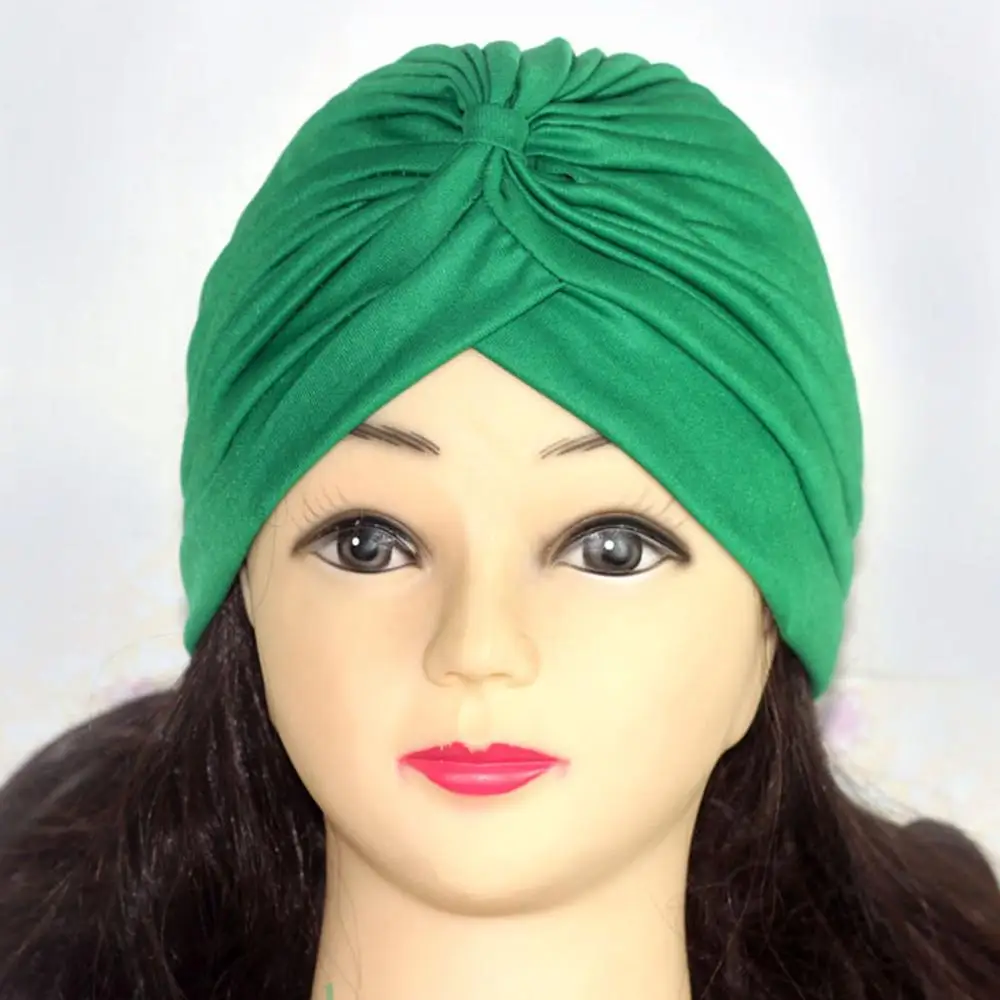 Мусульманский хиджаб тюрбан головной убор шляпа Мода Жемчуг в африканском стиле головная повязка, аксессуары для волос женщин Твердые плетеные банданы головной убор - Цвет: Армейский зелёный