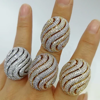 

GODKI BIG Fashion Luxury Cross Wave BOLD Statement Rings for Women Bridal Engagement Wedding Jewelry Baguette Zircon CZ Rings