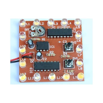 

A7-- DIY Kit Electronic NE555+74HC595 16Bit 16 Channel Light Water Flowing Lights LED Module Kit Light Welding Practice Board