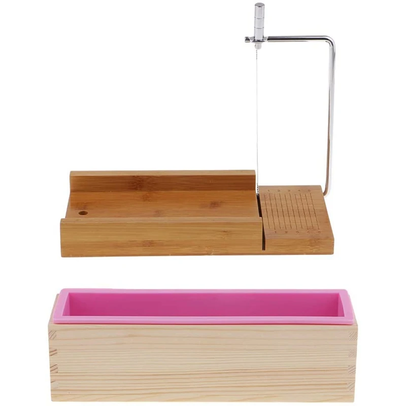 Loaf Soap Cutter with Wire Slicer + 1Pcs Rectangle Silicone Mold Wooden Box for Soap/Cake Making Supplies | Дом и сад