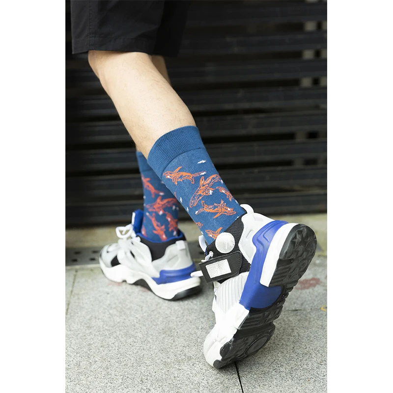 Мужские счастливые носки хип-хоп скейтборд носки хлопок Crew носки уличные креативные узорчатые носки с принтом длинные носки набор 4 пар/упак