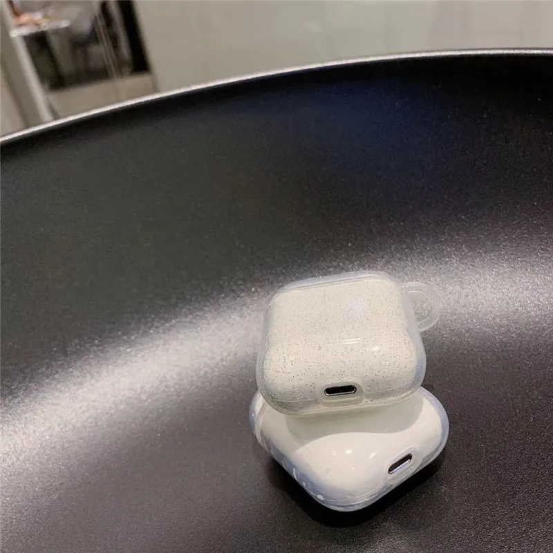 Для AirPod 2 Чехол 3D Блестящий Прозрачный мультяшный мягкий силиконовый беспроводной кожухи головных телефонов для Apple Airpods чехол милый чехол Funda