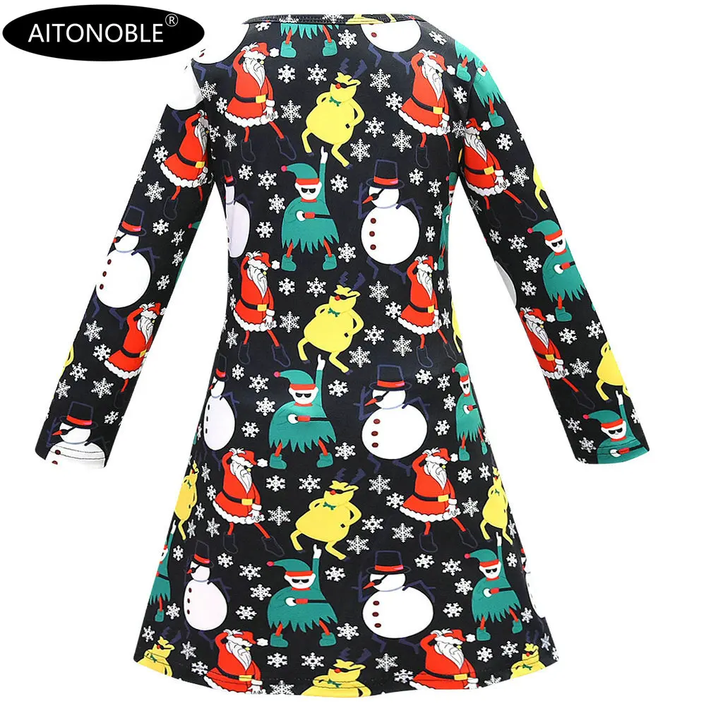 Aitonoble New Costume Christmas Dress with /christmas hat socks bag gloves Girl's Dress Cosplay Christmas For Girls' cosplay