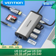 Vention USB C концентратор 9 в 1 Тип C to USB 3,0 док-станция USB C HDMI адаптер RJ45 для MacBook Pro Air Аксессуары Тип C 3,1 Разветвитель usb-хаб C концентратор Vention USB C концентратор 9 в 1 Тип C to USB 3,0 док-станция USB C HDMI адаптер RJ45 для MacBook Pro Air Аксессуары Тип C 3,1 Разветвитель usb-хаб C концентратор