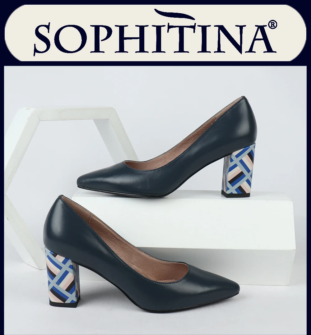 SOPHITINA; пикантные туфли-лодочки с острым носком; модные элегантные удобные туфли на квадратном каблуке; женские туфли-лодочки ручной работы с закрытым носком; X23
