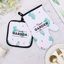 Изолированные моющиеся Жаростойкие выпечки Нескользящие защитные котелок для барбекю держатели кулинарные перчатки кухня перо кактус прихватки