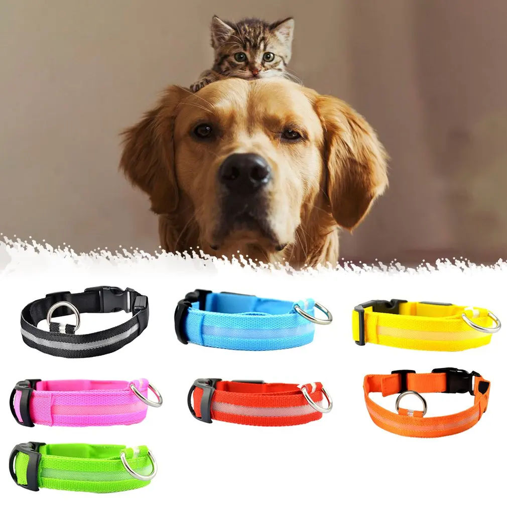 Pet светодиодный светильник воротник анти-потерянный ошейник набор световой кольцо для собак Проволочная Сетка Воротник Led снабжение товаров для домашних животных