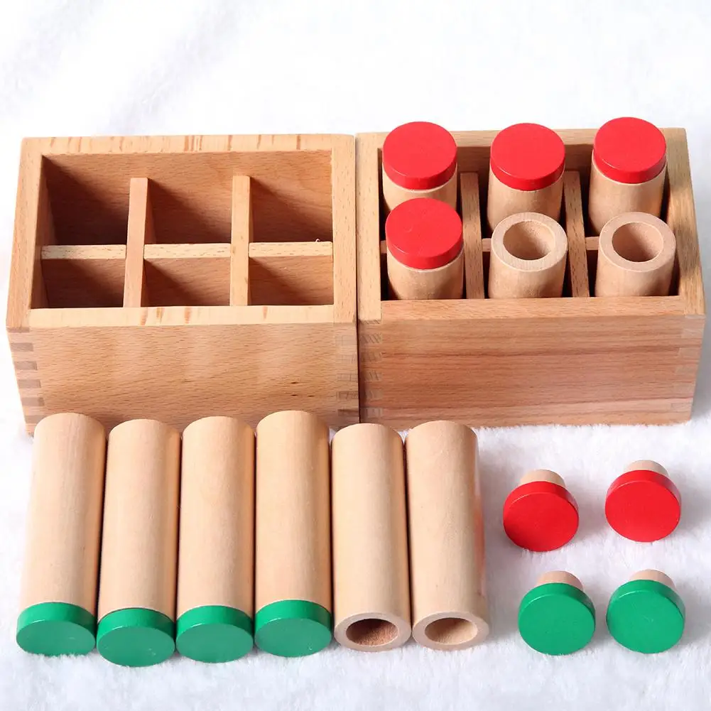 

1 Set Montessori Sound Box Sensorial Auditory Wood Material Sound Cylinders Box Kids Educational Toy