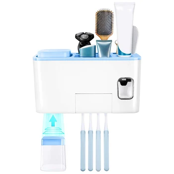 

Technology Toothbrush Holder Wall Mounted Multi-Functional Stand for Bathroom Storage Organizer with 3 Magnetic Suction