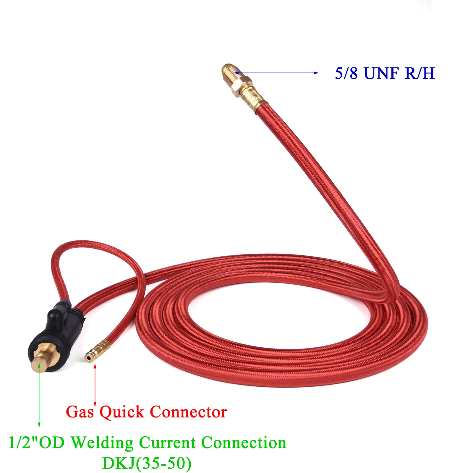 WP26 Quick Connect TIG Welding Torch Gas-Electric Integrated Rubber Hose Cable Wires 35-50 Euro Connector 4M/6M 13.12FT