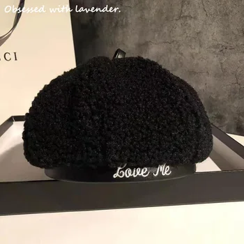 

Obsessed with lavender.Teddy cotton berets fall/winter hats women plush black Japanese wool pumpkin hat cashmere