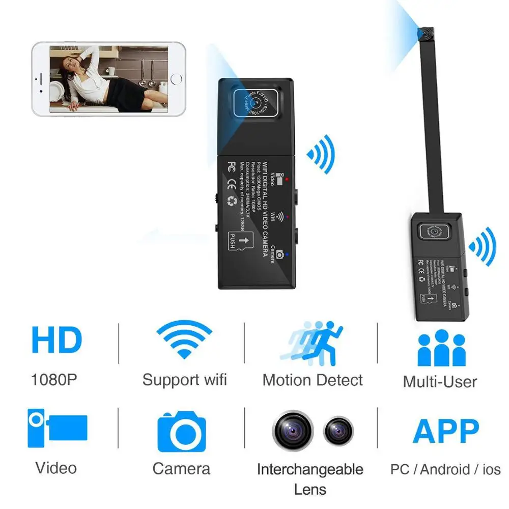 

HD Wifi Pinhole Hidden Camera With Recording Remote Internet Access Best Hidden Secret Camera With Night Vision Motion Sensor