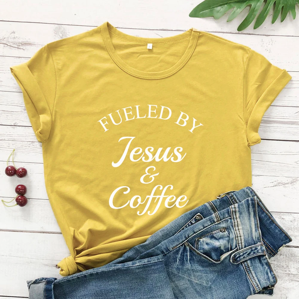 Fueled-By-Jesus-Coffee-T-shirt-Ladies-Religious-Christian-Graphic-Tee-Top-Fashion-Women-Motivational-Bible