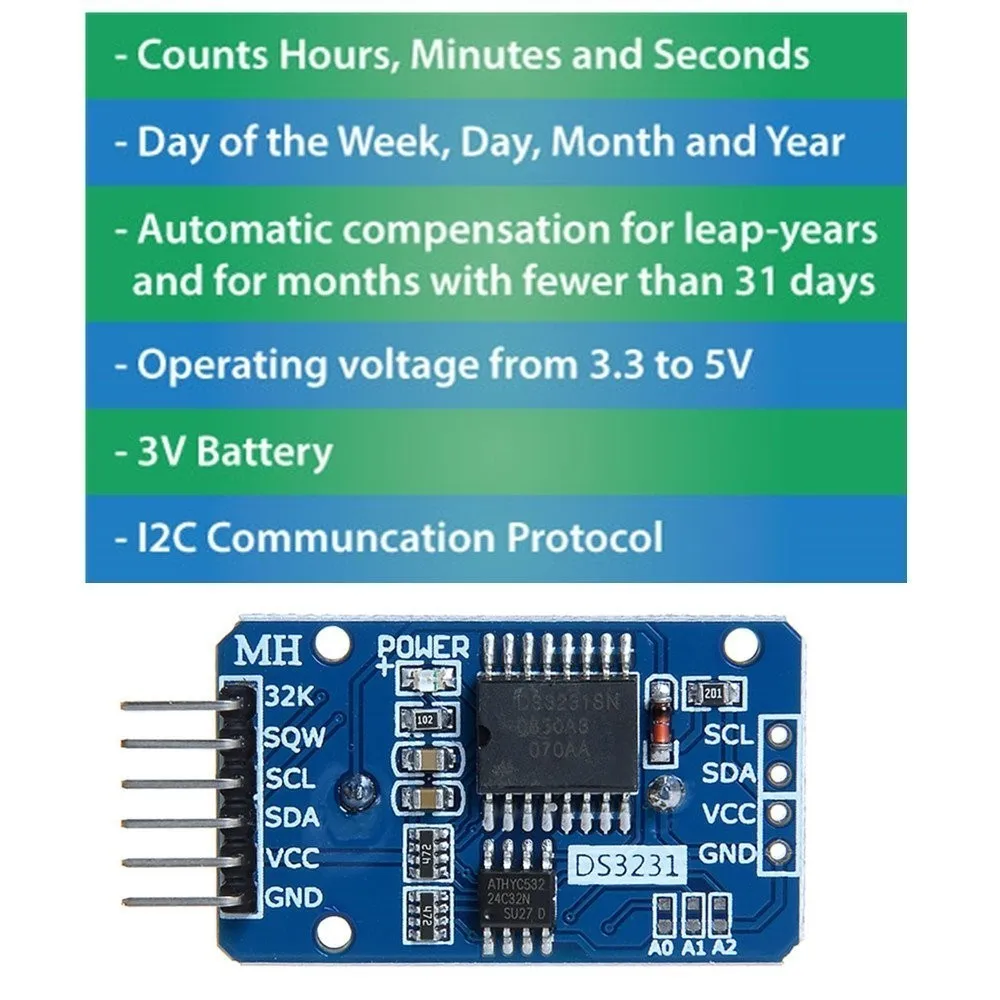 DS3231 IIC Real Time Clock Module for Ardunio Raspberry Pi AT24C32 Precision Real Time Clock DS1302 for DIY Starter (3)