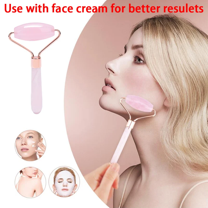 Stone Natural Rose Quartz Crystal Roller Massager Relaxation Jade Roller Lifting Wrinkle Facial Skin Care Beauty Tool