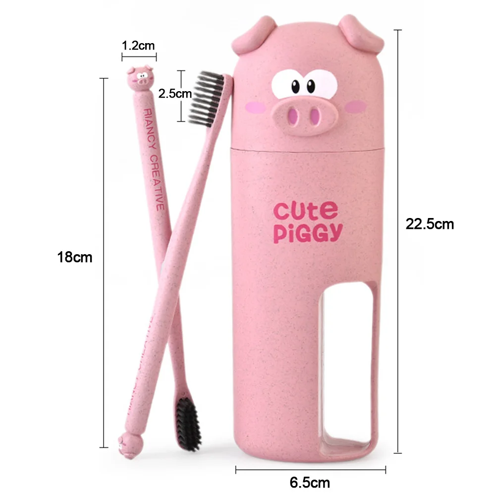 Напольная спринцовка набор пшеничное волокно Чехол Органайзер аксессуары портативный мультфильм милый поросенок с зубной щеткой для хранения бытовой
