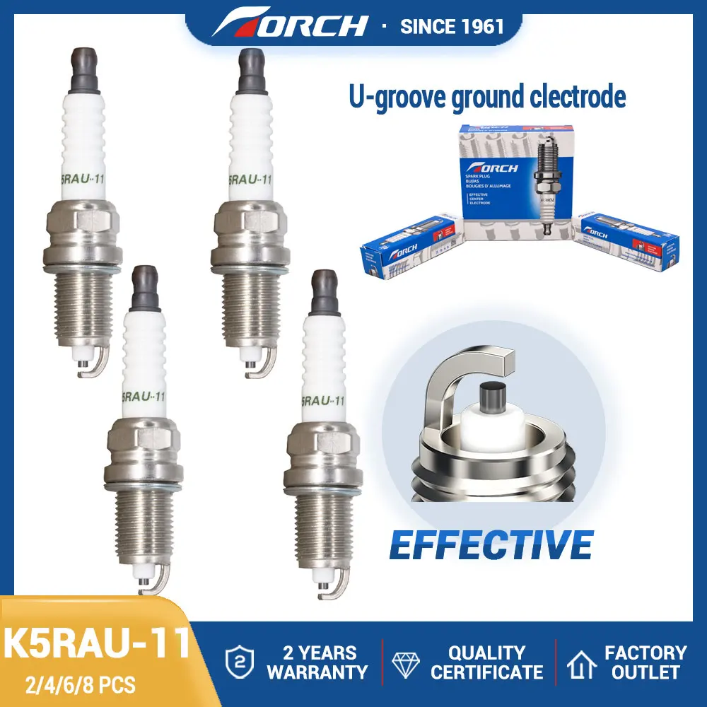 

(Pack of 2-8) Car Candles Power TORCH Spark Plugs K5RAU-11 for OPEL for MAZDA for SKODA U-groove Ground Clectrode