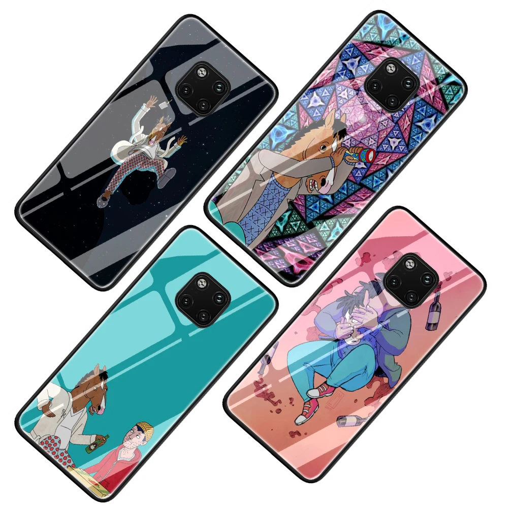 EWAU Конь БоДжек одинокий стеклянный чехол для телефона huawei P20 30 P Smart Mate20 pro Lite Honor9 10 Lite